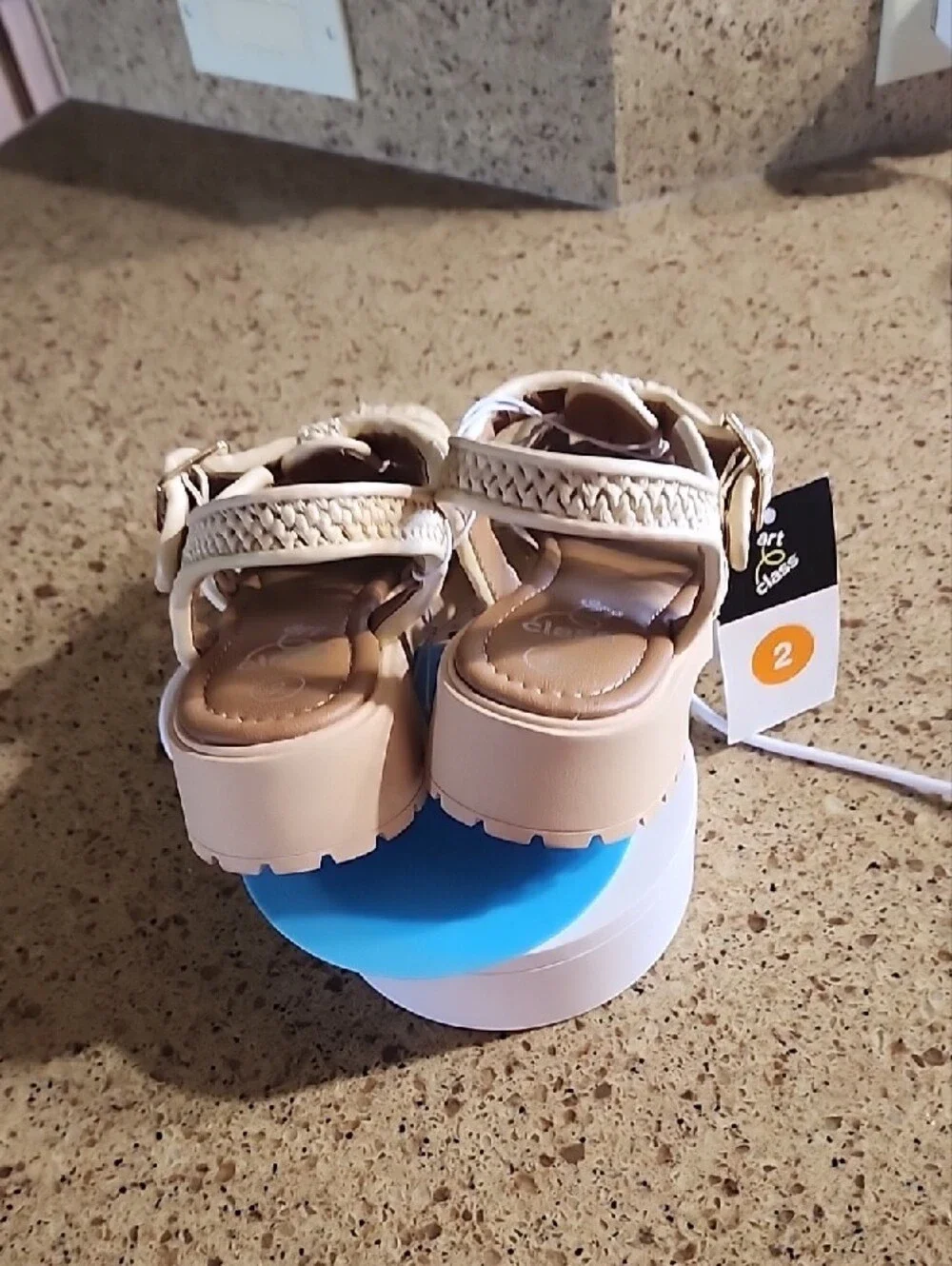 art class Braided Tan/Beige Kids Sandals with Buckle NWT.